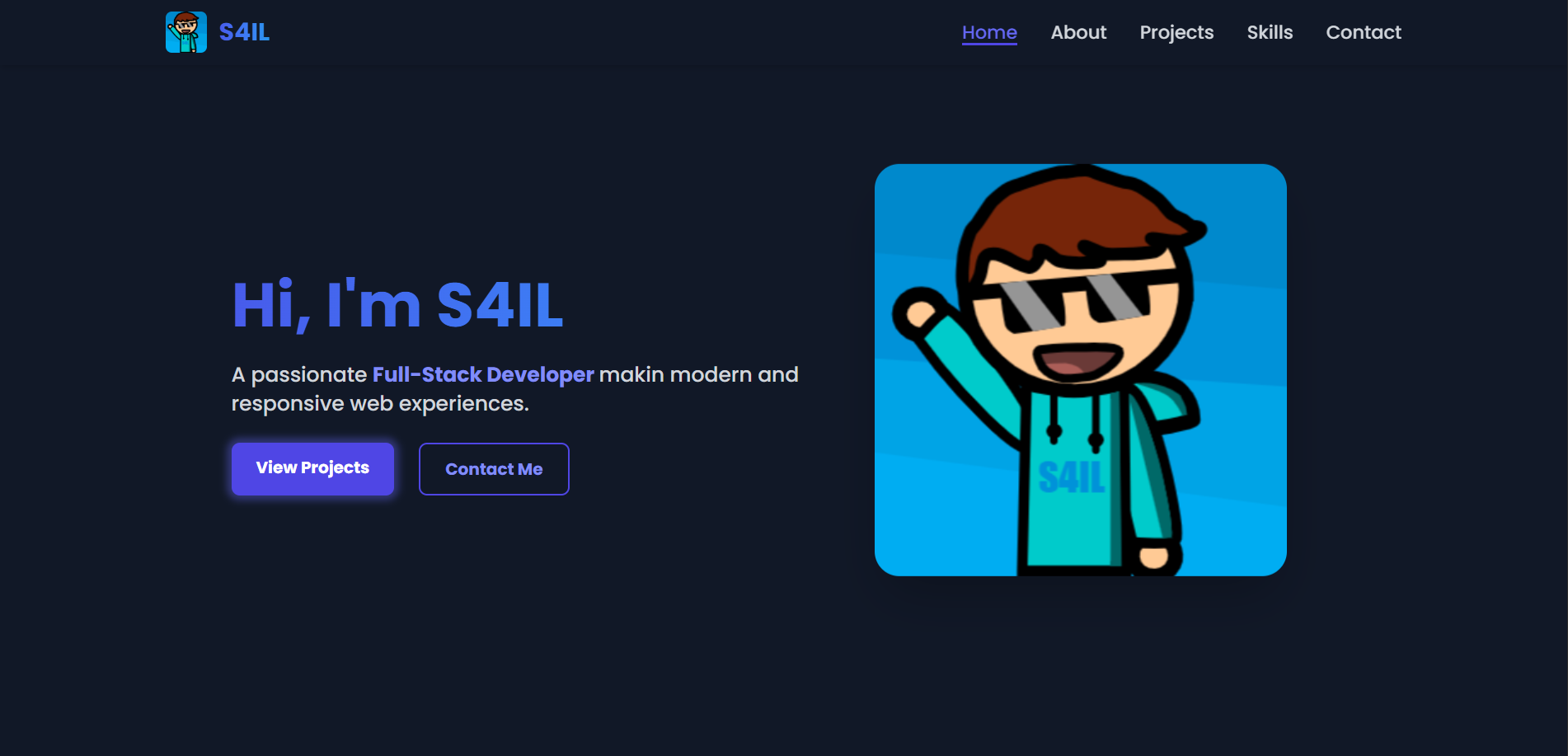 Screenshot of this portfolio website
